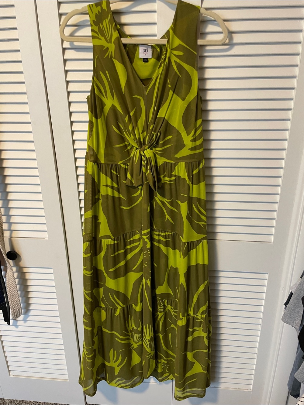 Cabi Green Floral Tie-Front Maxi Dress